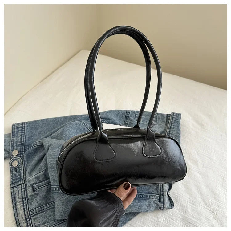 Advanced Sense Retro Pu Zipper Ladies Shoulder Bags Light Luxury Bags for Women