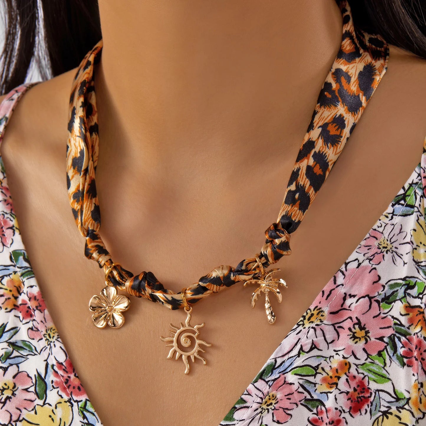 Sweet Cherry Strawberry Bow Heart Pendant Necklace Women's Colorful Ribbon Choker New Trend Neck Chain Jewelry Y2K Accessories
