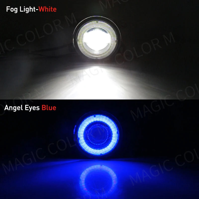 For Ford Focus Fusion Fiesta Ranger C-Max Transit Tourneo EcoSport Edge Angel Eye Fog Light Car DRL Fog Driving Lamp LED Lens