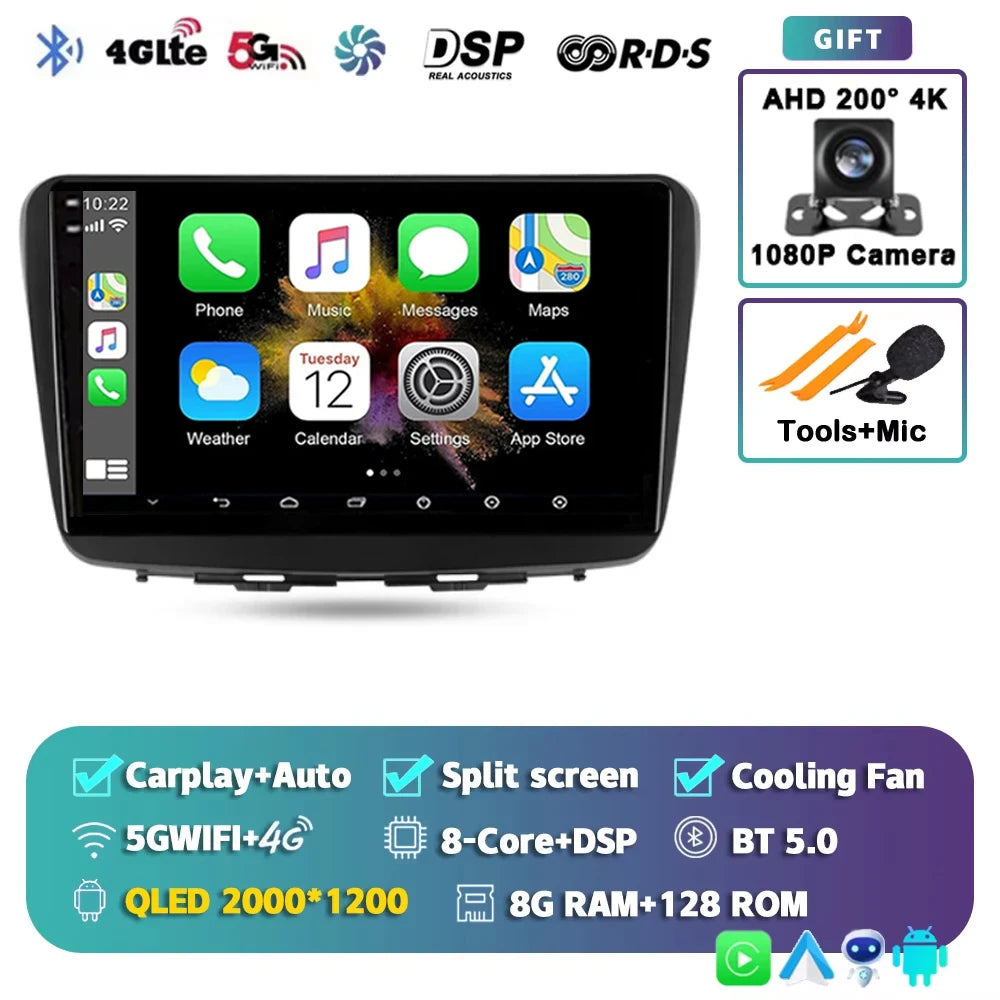 For Suzuki Baleno 2 2015 - 2022 2K 12+256 QLED Android 15 CarPlay Car Radio Multimedia Video Player GPS stereo Head Unit 4G WIFI