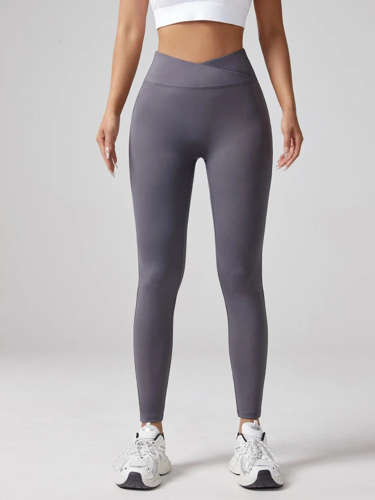 Gym Fitness Workout Nude Soft V Shape Waist Yoga Pants Spandex Push up Booty Scrunch Butt Lift Leggings for Women