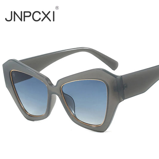 JNPCXI Ins Popular Fashion Cat Eye Women Sunglasses Polygon Shades UV400 Retro Candy Color Men Sun Glasses