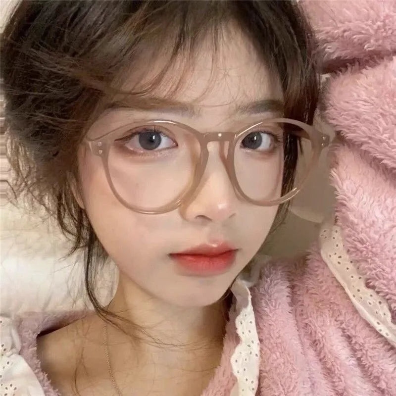 Retro Literary Glasses Large Frame Fashion Glasses Men and Women Fashion Simple Anti-blue Light Glasses