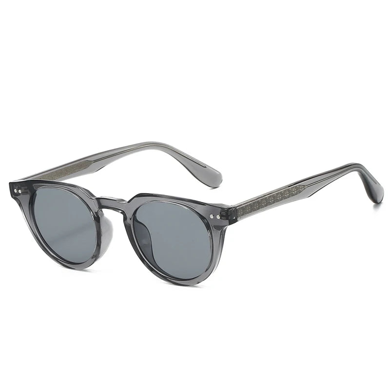 JNPCXI Round Women Luxury TR90 Sunglasses Shades UV400 Retro Rivets Men Sun Glasses