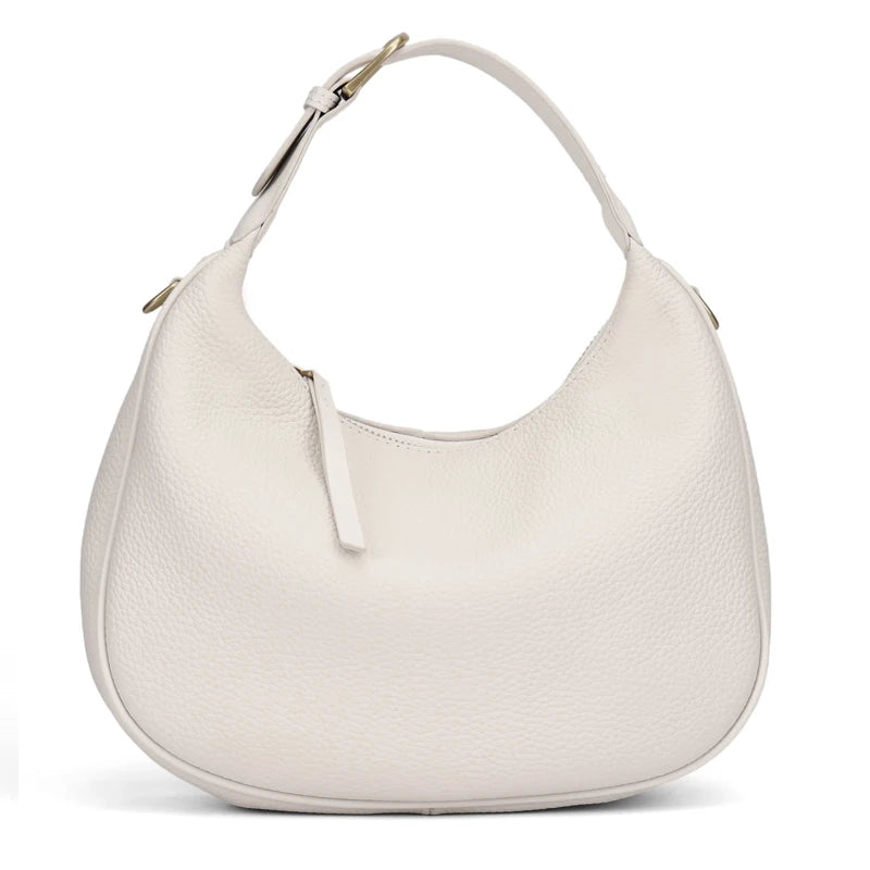 Genuine Cowhide Leather Mini Hobo Shoulder Bag for Women Pebbled Leather Top Handle Crossbody Bag with Hardware Underarm Bags
