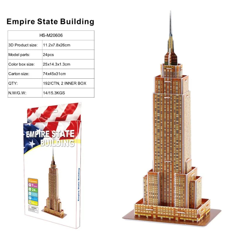 3D World-famous Architectural Puzzle Big Ben Pisa Tower White House Kindergarden Toy Children Classroom Handmade Gifts Jigsaw
