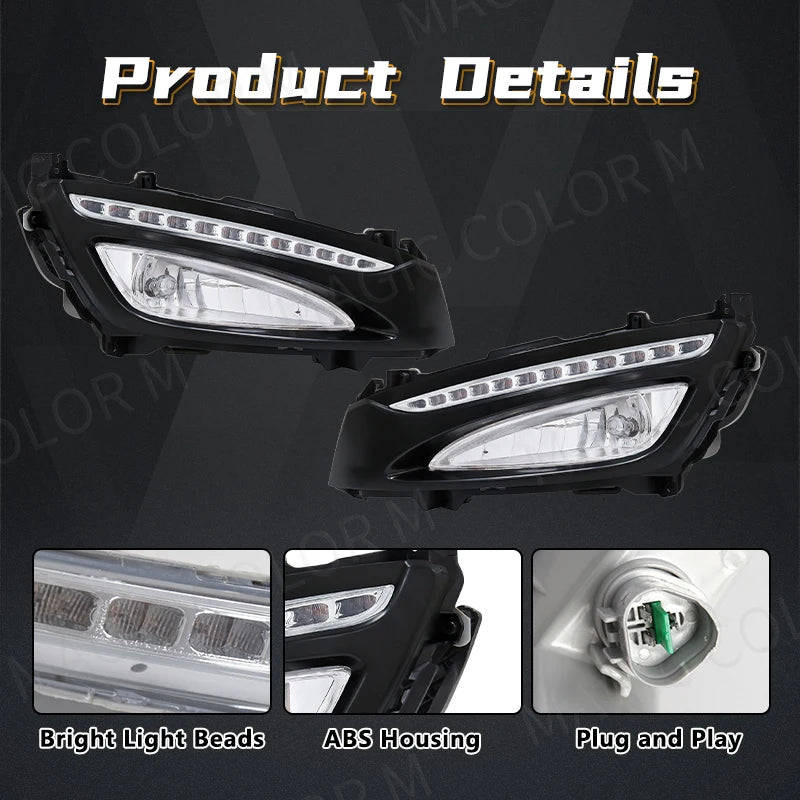 Fog Lamps DRL For KIA K5 Optima 2010 2011 2012 2013 Daytime Running Lights Auto Front Bumper Black Bezel Covers Car Accessories