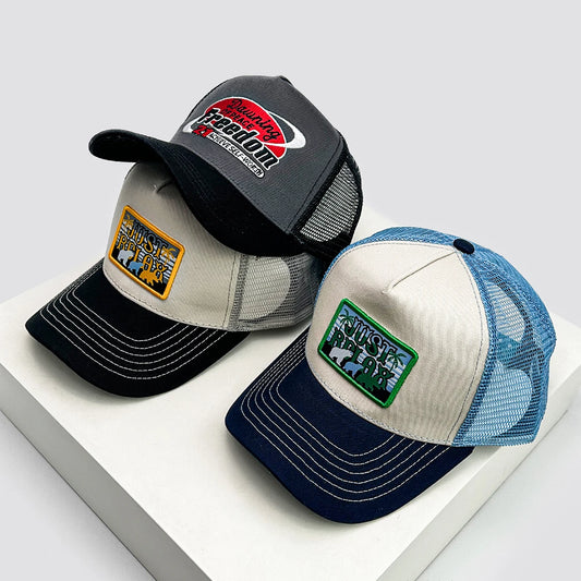 New Unisex PATCH Letter Embroidery Baseball Hats Sunshade Hip Hop Breathable Color Block Trucker Caps Fashion Mesh Versatile ins