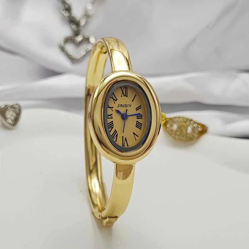 Luxury Gifts Gold Quartz Watch Famous Brand Women Bracelet Watches Fashion Oval Bathtub Shaped Wristwatches Dropshipping Clock