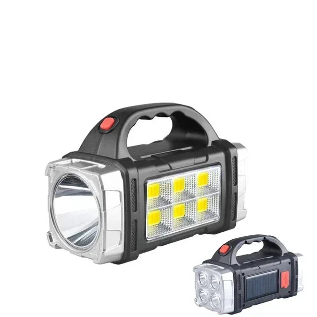 Powerful LED Flashlight, USB/Solar Rechargeable, COB Camping Torch & Power Bank