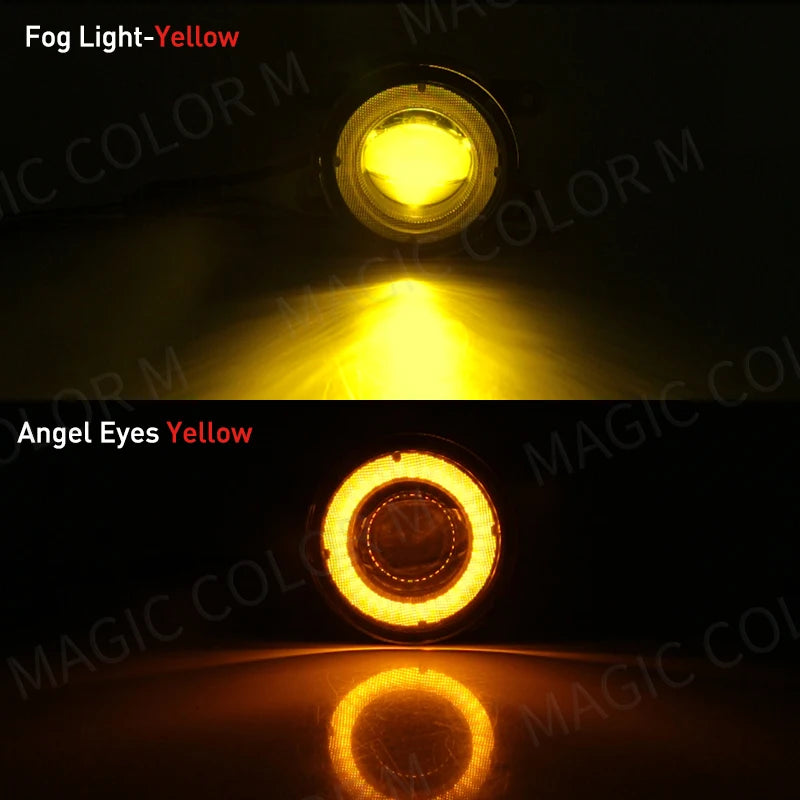 For Ford Focus Fusion Fiesta Ranger C-Max Transit Tourneo EcoSport Edge Angel Eye Fog Light Car DRL Fog Driving Lamp LED Lens