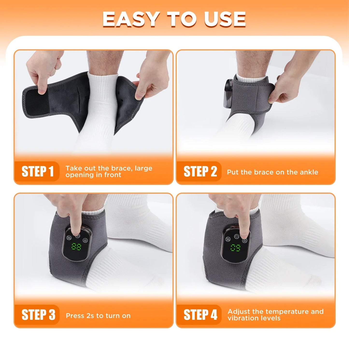 3/5 Level Heating Ankle Guard Vibration Massage Hot Compress Foot Brace Ankle Wrap Feet Protector Rechargeable Thermal Foot Band