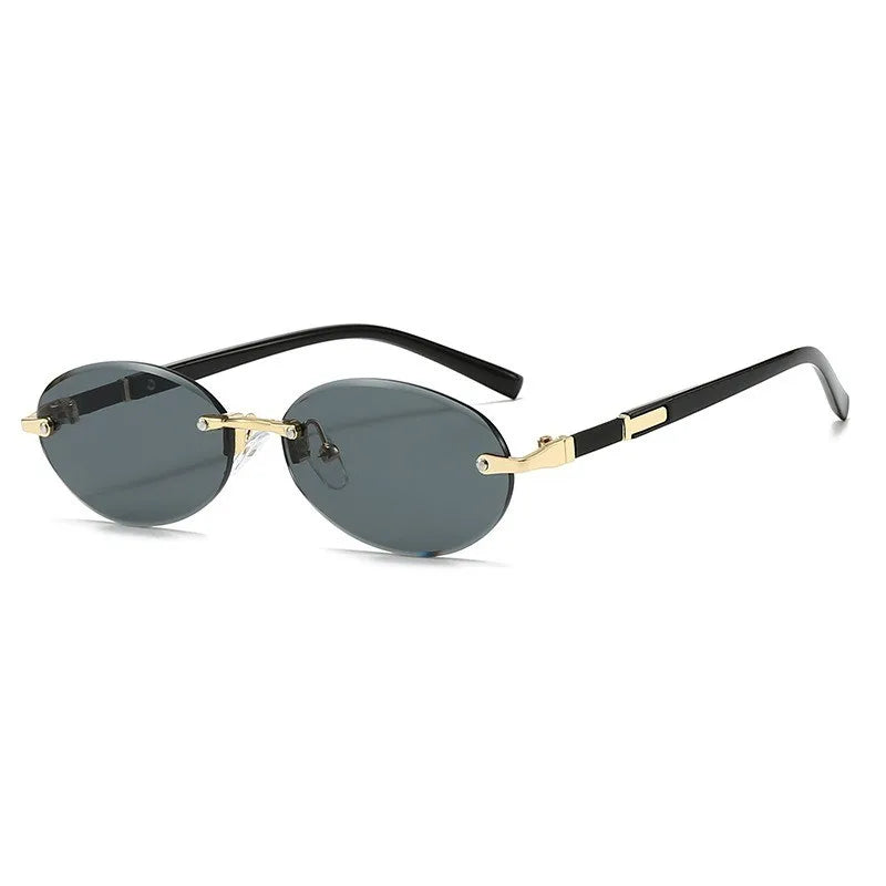 Frameless Fashion Oval Small Frame Glasses Suitable for Daily Wear By Men and Women