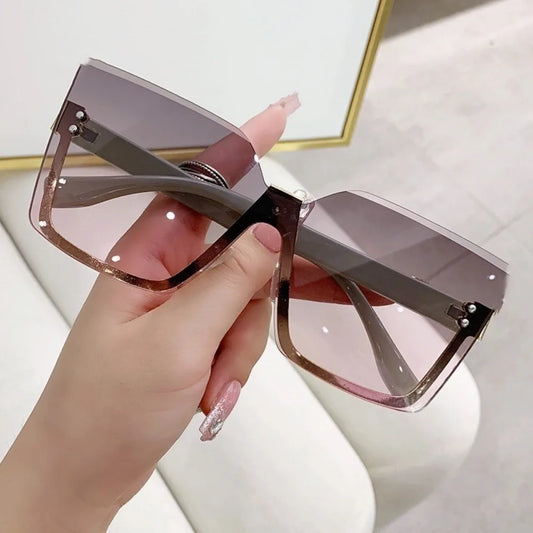 Half-frame Metal Sunglasses Fashion Slim Women's Sunglasses Anti-uv Glasses