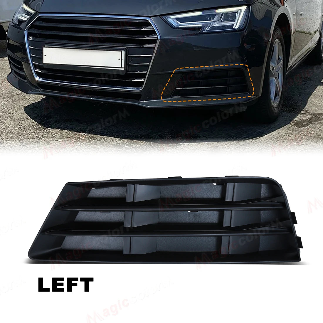 Car Front Bumper Grill Grille For Audi A4 B9 2016 2017 2018 Front Bumper Fog Lamps Covers 8WD807681B 8WD807681RN4 8WD807682B