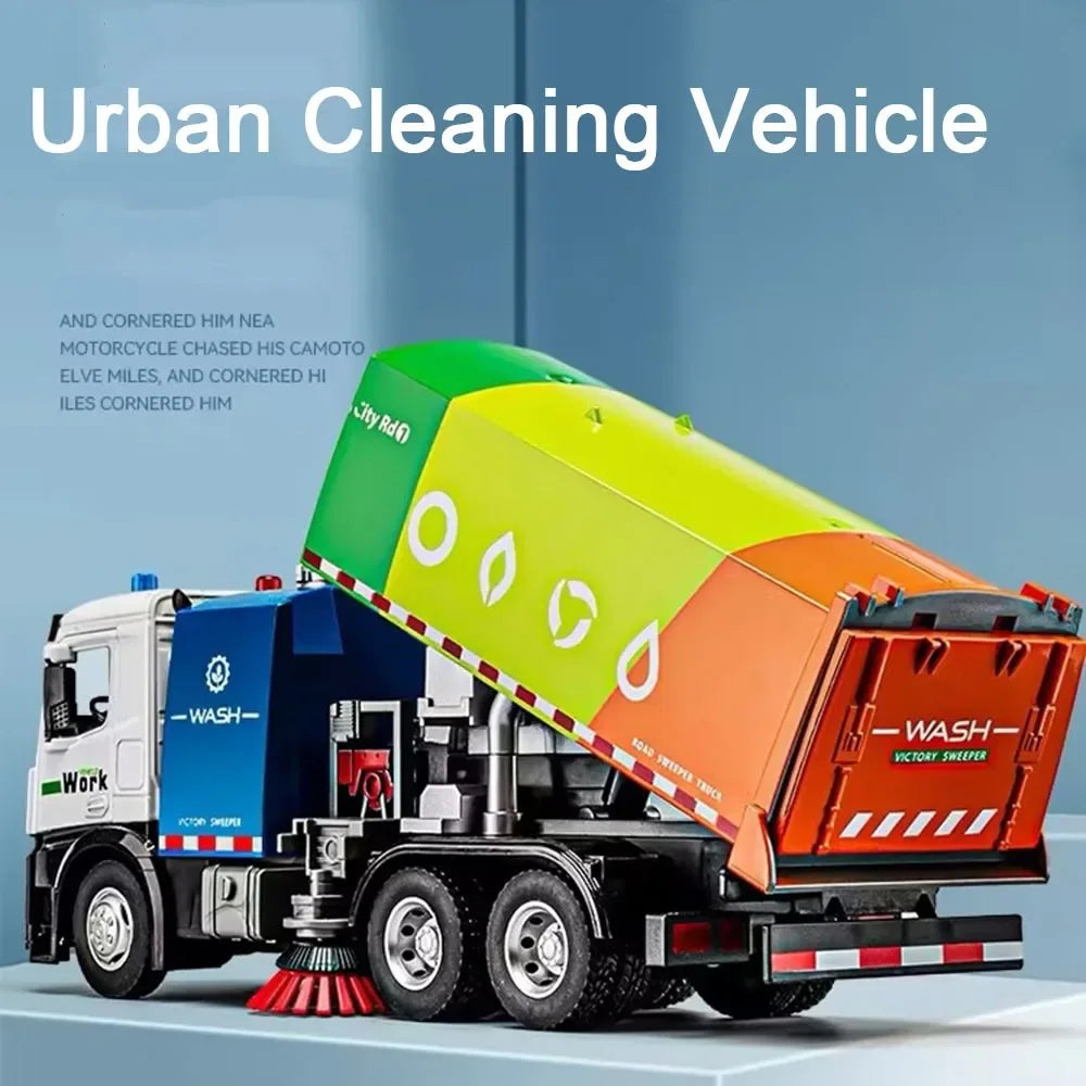 Simulated Alloy Diecast Car Model Toy Sprinkler Sweeper Engineering Sanitation Cars Model Decoration Children Birthday Toys Gift
