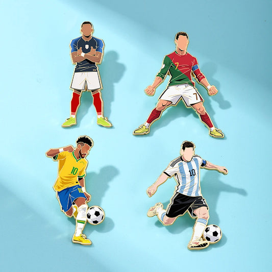 4 PCS 7th Football Player Enamel Brooch  Goalkeeper Creative Design Sport Metal Badge Clothe Punk Lapel Pin Jewelry Friend Gift
