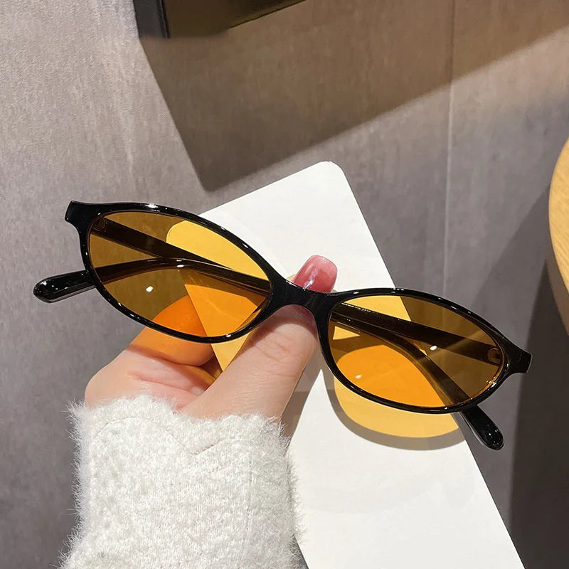 Women's Street Retro Small Frame Oval Fashionable Orange Glasses for Outdoor Activities and Bohemian Women's Daily Wear