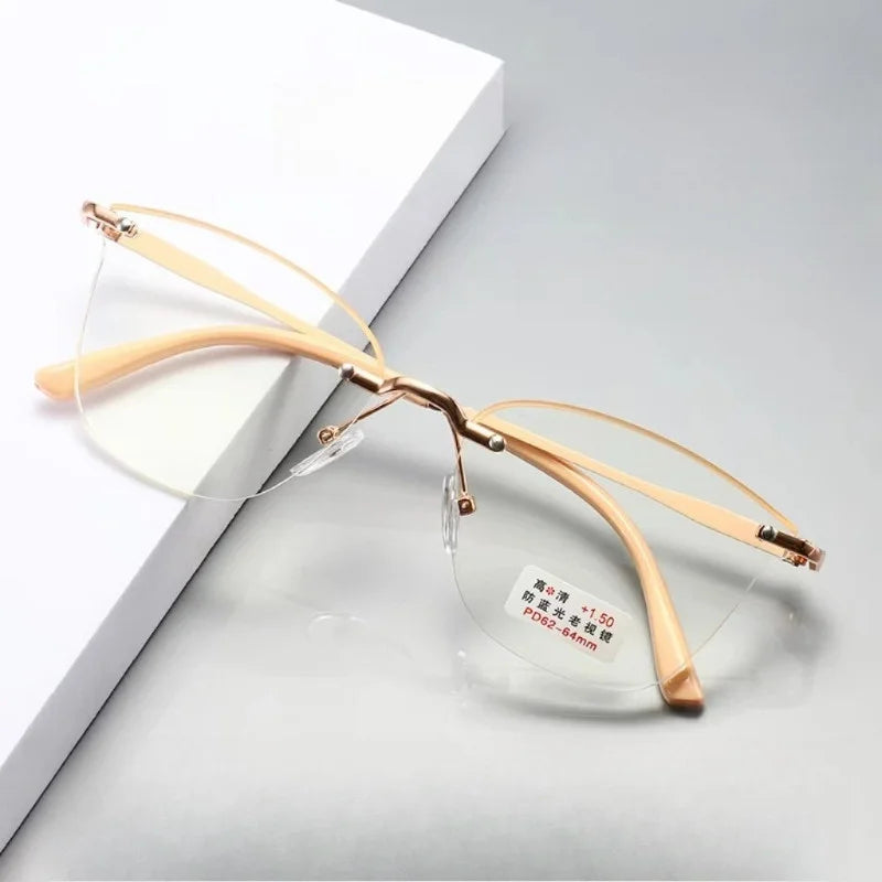 Anti-Blue Light Large Frame Fashionable Reading Glasses for Women High Definition Stylish Myopia Glasses for-Aged And Elderly