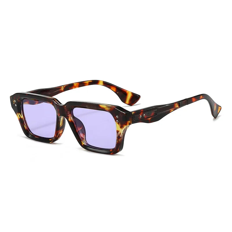 JNPCXI New Retro Square Rivets Men Sunglasses Shades UV400 Fashion Green Green Women Clear Lens Frame