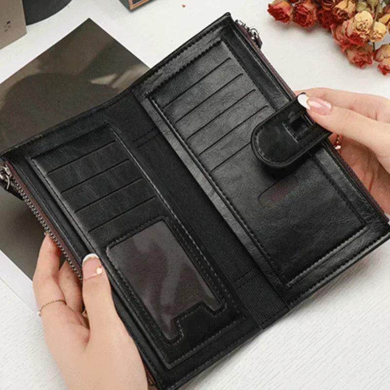 Fashion Long Wallet, US & EU Phone Bag PU Leather Multi Card Carrying Bags Purses