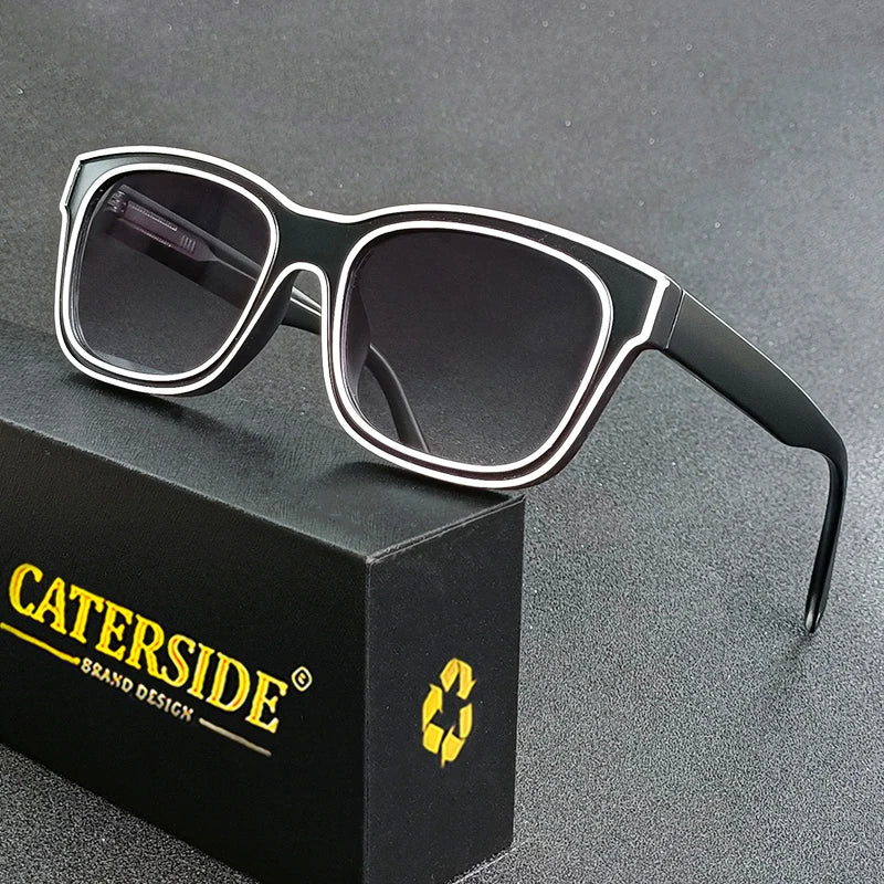 CATERSIDE Retro Square Men's Sunglasses Punk Big Frame Brand Designer Sun Glasses Women's Travel Shopping Casual Eyewear UV400