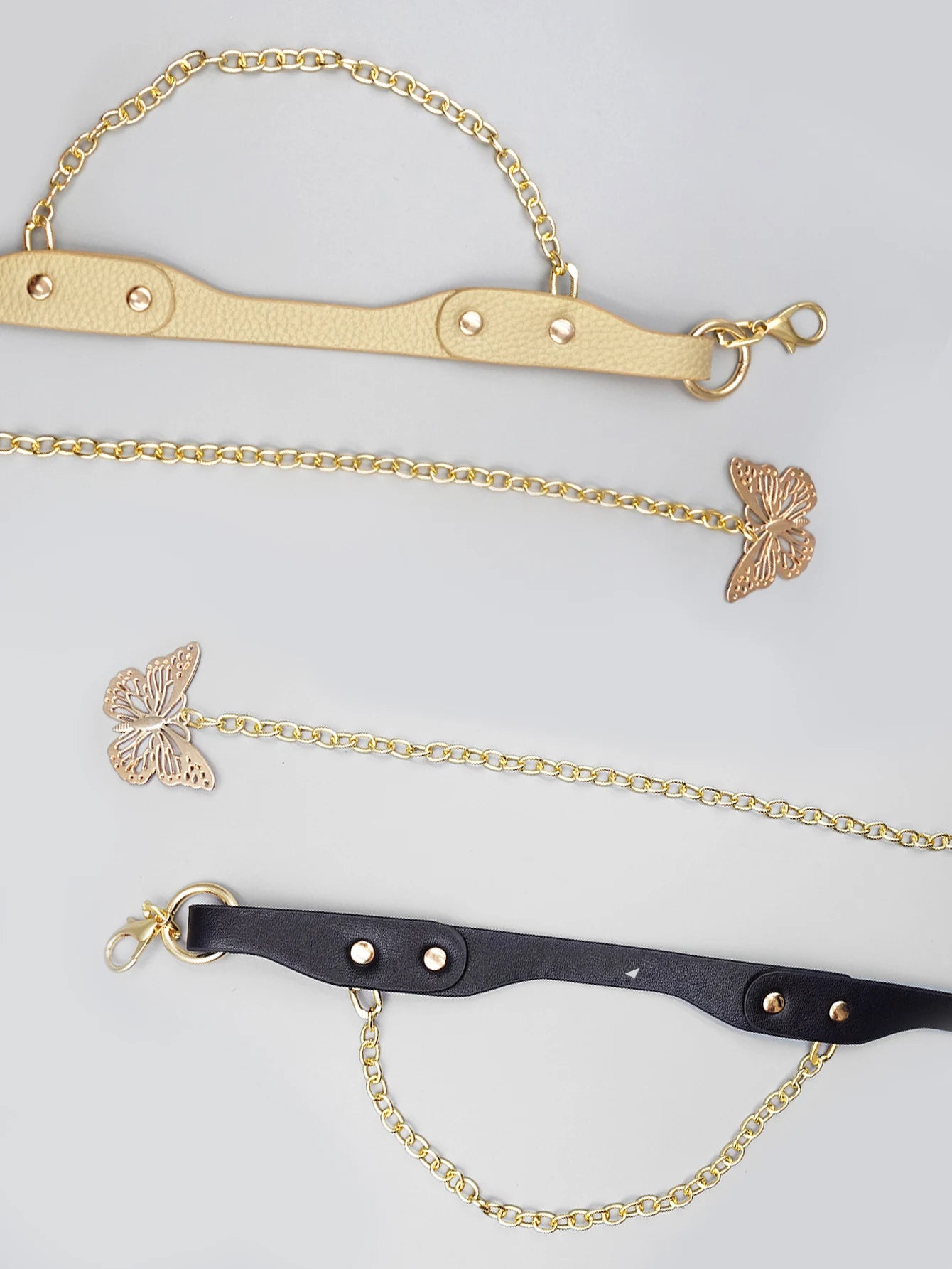 Y2K Vintage Women's Waist Chain - Metal Ring & Antique Butterfly Rivet Belt for Dresses, Festivals & Casual Styling