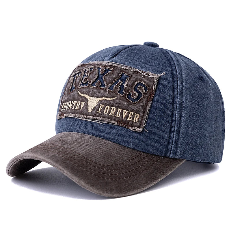 Washed Cotton Vintage Baseball Cap TEXAS Letter Embroidery Outdoor Sport Dad Hat
