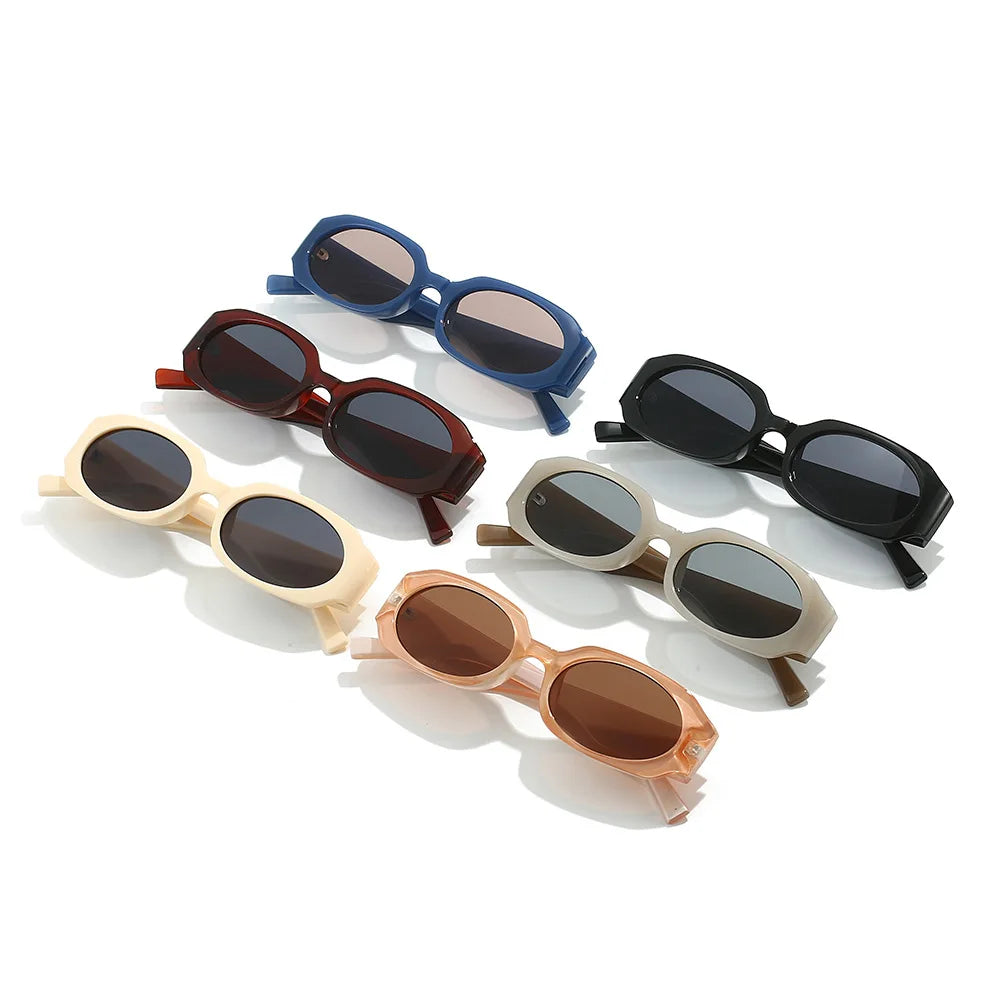 JNPCXI New Small Rectangle Sunglasses Women Champagne Shades UV400 Fashion Men Punk Sun Glasses