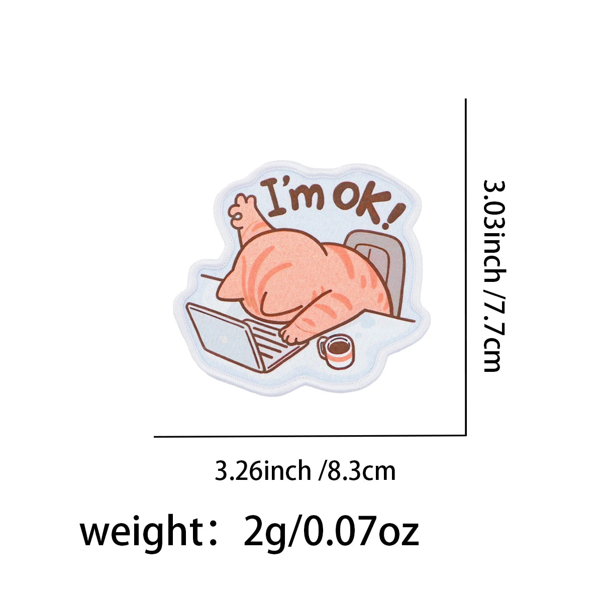 I'M OK Iron On Patch Clothes Patch For Clothing Cute Office Cat Embroidered Patch Garment Apparel Accessories Sewing Stickers