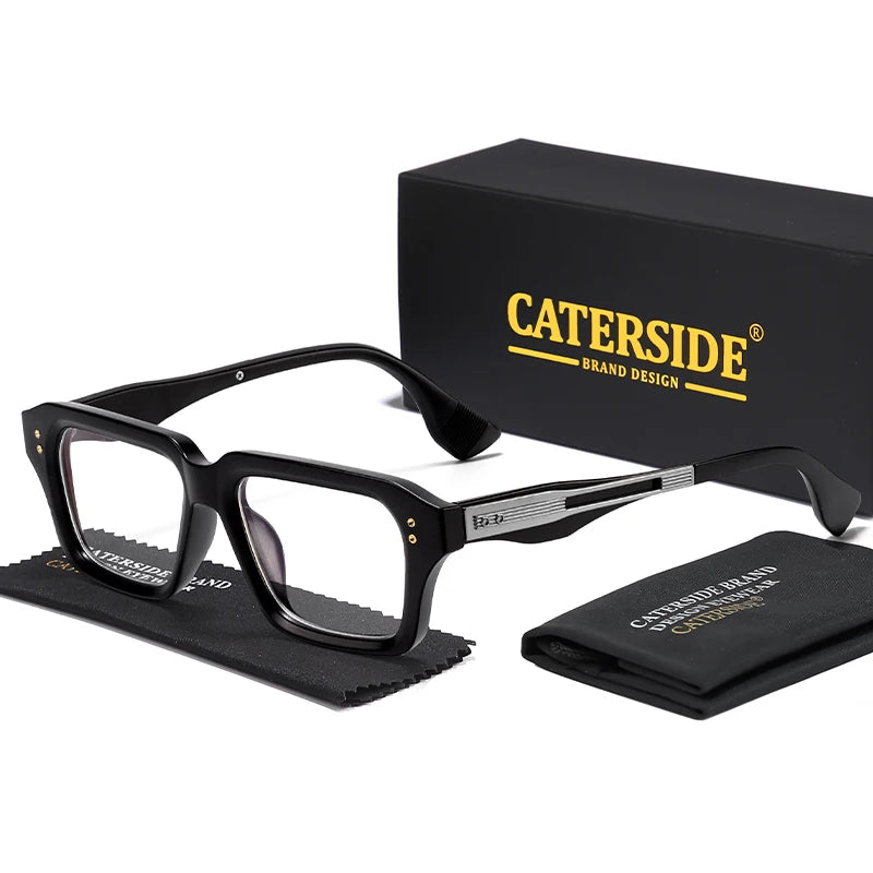 CATERSIDE Fashion Men's Optical Eyeglass Frame Brand Unique Temple Design Luxurious Women's Anti Blue Light Reading Glasses