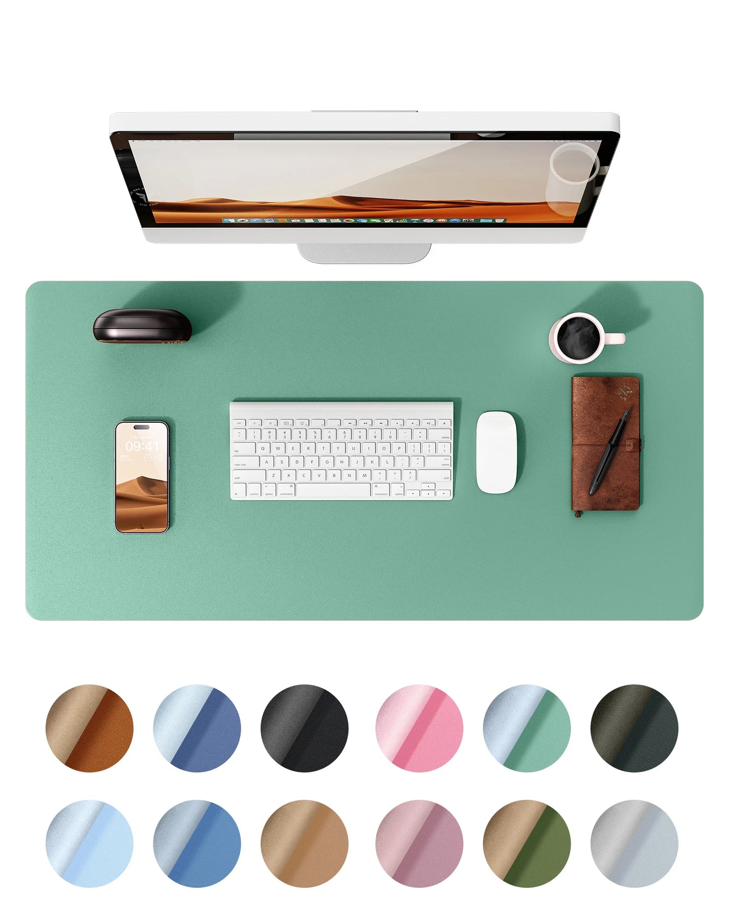 Large Size Leather Desk Pad Protector, Office Desk Mat, Large Mouse Pad, Non-Slip PU Leather Desk Blotter, Laptop Desk Pad