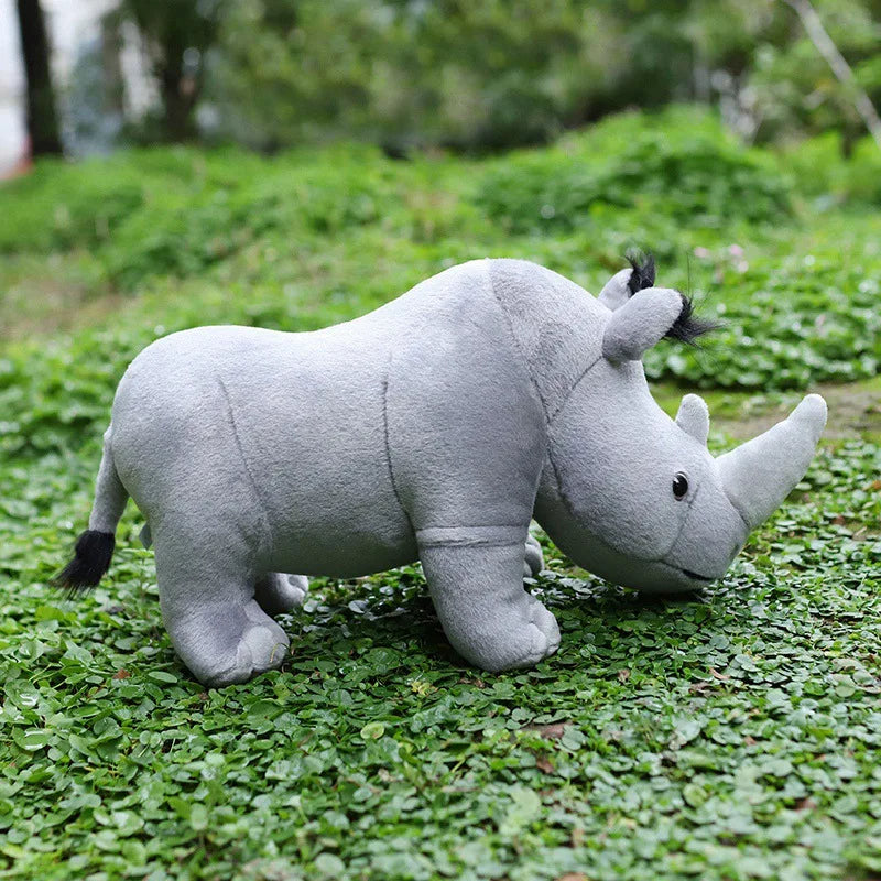 35cm Real Life Rhinoceros Plush Toy Stuffed Lifelike African Rhinos Wild Animals Doll Toys  For Kids Children Xmas Gift Decor