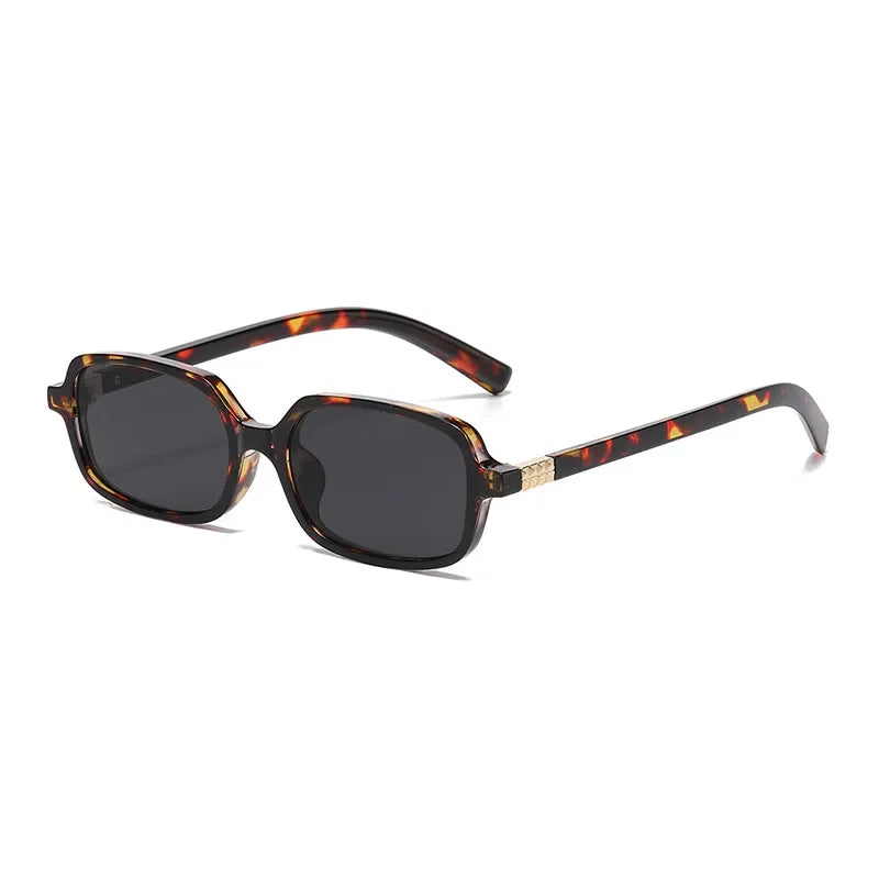 JNPCXI Fashion Women Small Rectangle Sunglasses Retro Leopard Shades UV400 Anti-Blue Light Glasses Frames