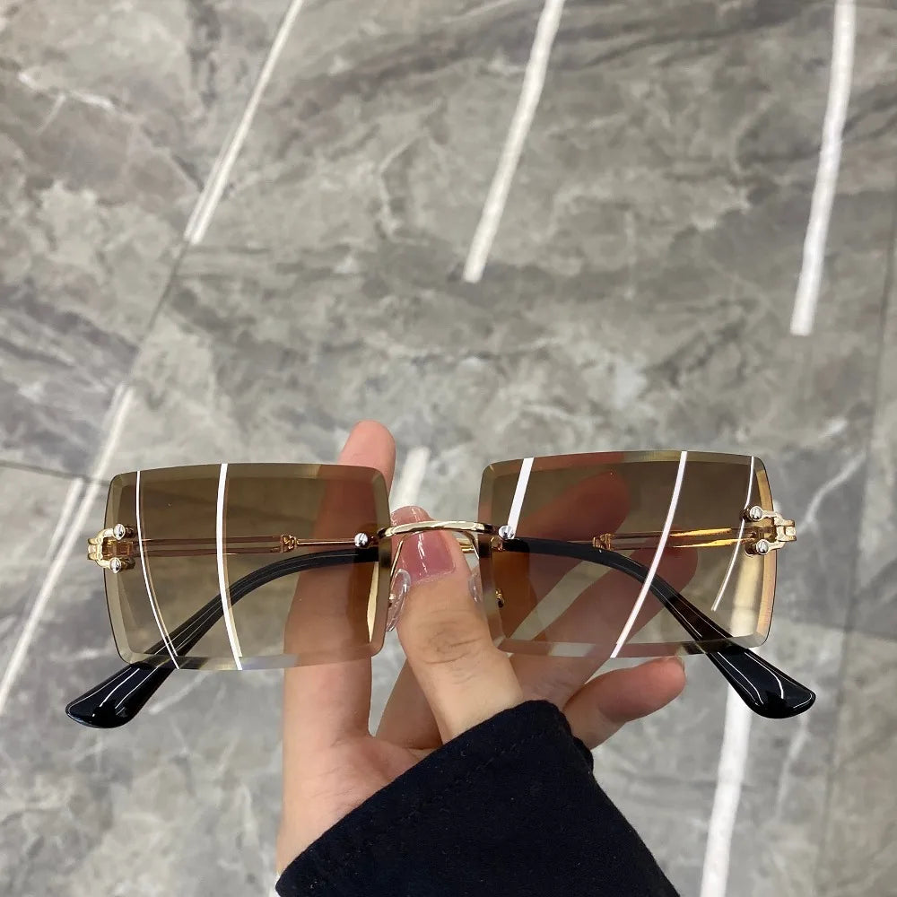Frameless Trimmed Square Sunglasses Fashion Sunglasses Women European and American Trend Eyewear