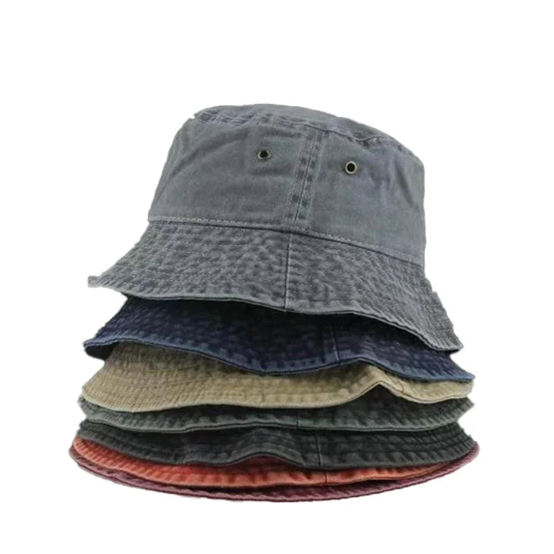 Fashion Washed Denim Hats Unisex Solid Vintage, Fisherman Protection Bucket Hats