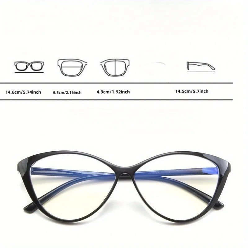 2/3 PCS Y2K Oval Cat-Eye Glasses for Women - Full-Rim Black Frame with Clear Lenses