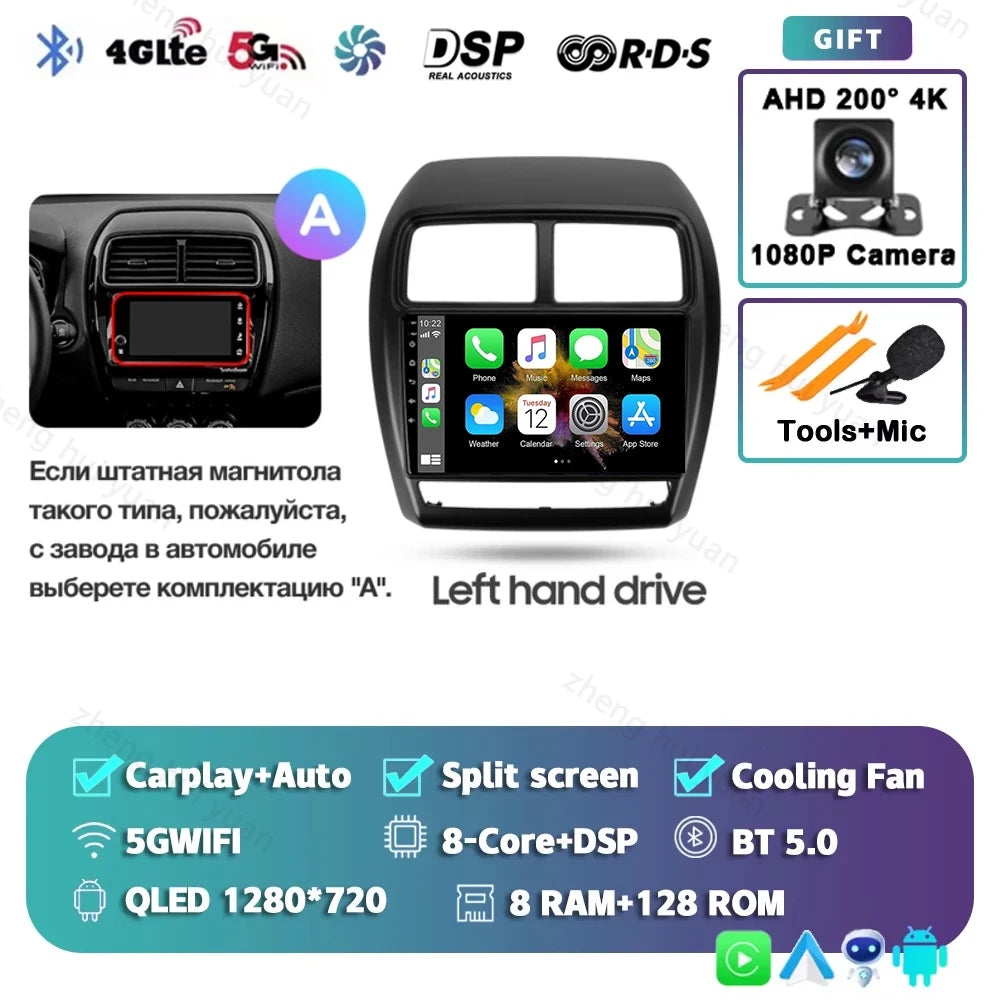 For Mitsubishi ASX 1 2016 - 2023 Android 15 CarPlay Auto Car Radio Multimedia Video Player Navigation stereo GPS carplay+auto