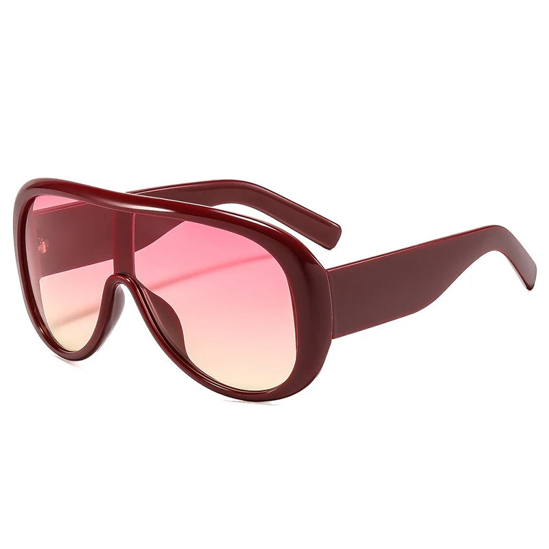 JNPCXI New Fashion Oversized One Piece Square Women Sunglasses Gray Stripe Shades Men Trending Outdoor Sun Glasses UV400