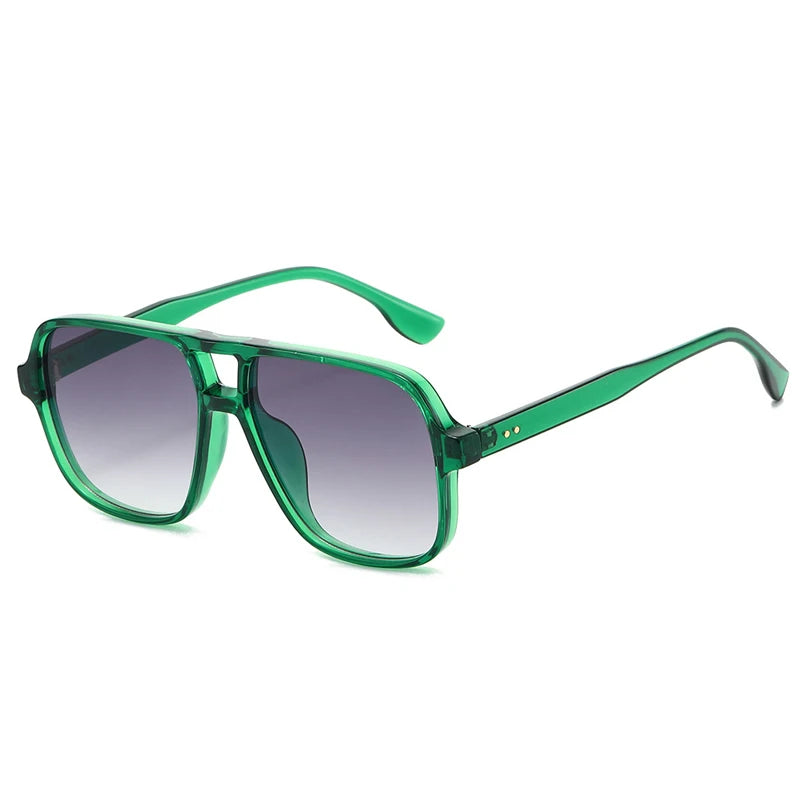 JNPCXI New Double Bridges Square Sunglasses Women Fashion Gradient UV400 Retro Rivets Candy Color Trending Men Sun Glasses