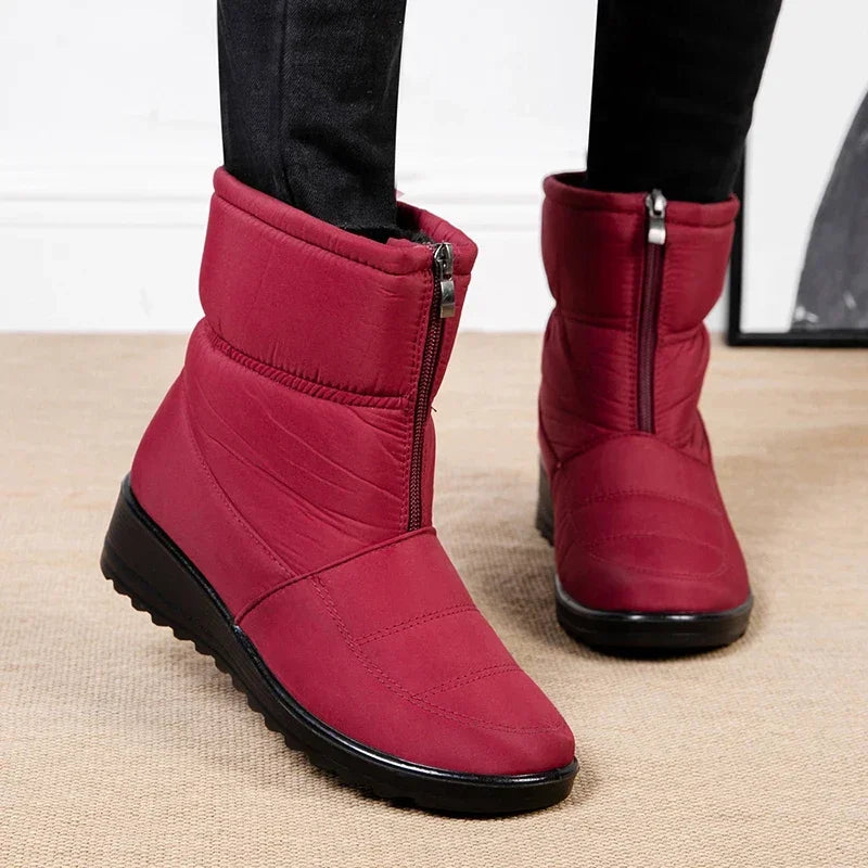 2025 Winter Waterproof Snow Boots for Women Plus Size 35-44 Thick Short Plush Ankle Boots Woman Wedges Warm Cotton Padded Shoes