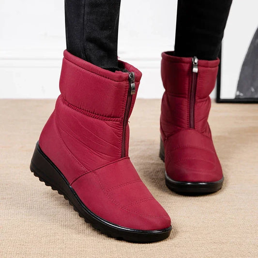 2025 Winter Waterproof Snow Boots for Women Plus Size 35-44 Thick Short Plush Ankle Boots Woman Wedges Warm Cotton Padded Shoes