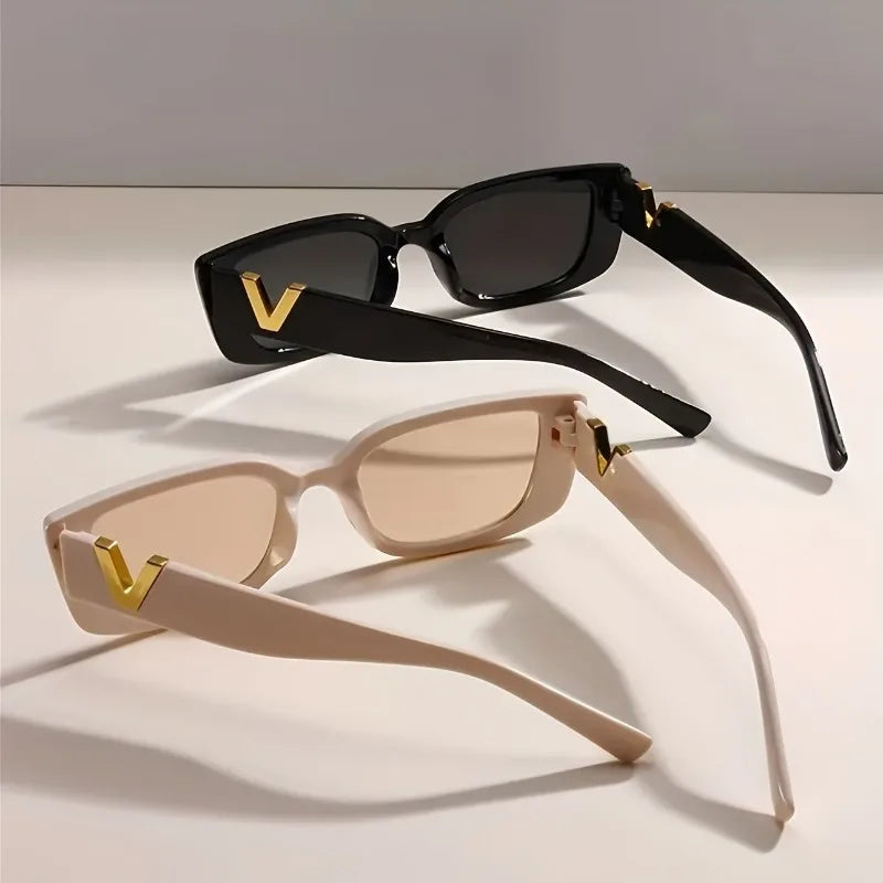 2 Pairs of Y2K Retro Black V-shaped Frame Glasses Suitable for Wearing Day and Night Ideal Gifts for Music Festivals Daily Life
