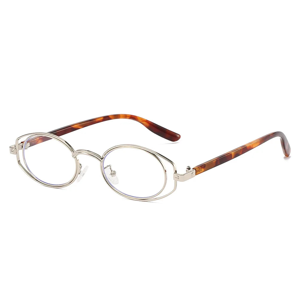 JNPCXI New Vintage Double-circle Oval Glasses Frame Men Optical Prescription Eyeglasses Women Luxury Eyewear