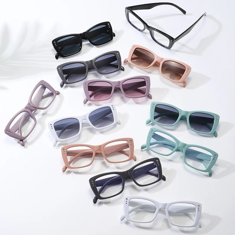 JNPCXI Vintage Suqare Women Luxury Sunglasses Diamond Shades UV400 Fashion Gradient Men Sun Glasses