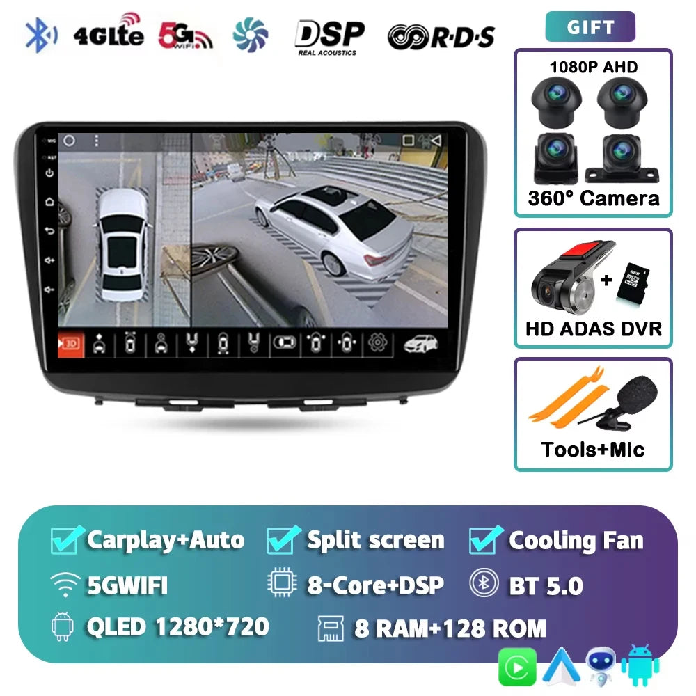 For Suzuki Baleno 2 2015 - 2022 2K 12+256 QLED Android 15 CarPlay Car Radio Multimedia Video Player GPS stereo Head Unit 4G WIFI