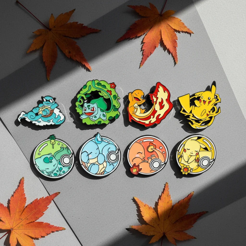8 Pcs Anime The Pokemon Cartoon Brooch Christmas Character Enamel Pin Backpack Clothing Jewelry Metal Badge Accessories Gift