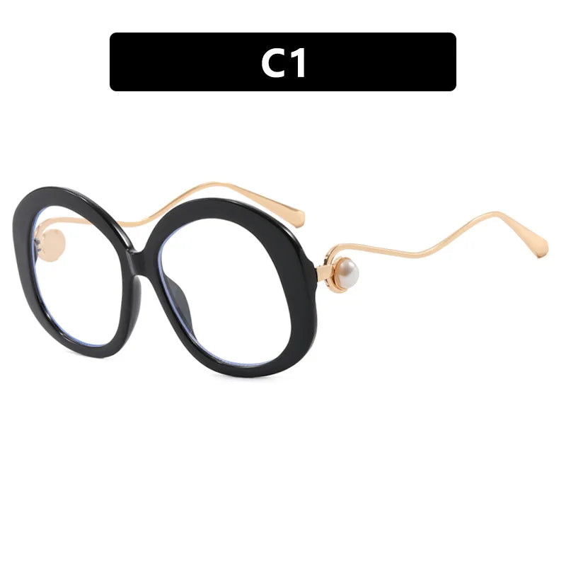JNPCXI Vintage Round Women Luxury Sunglasses Fashion Pearl Design Glasses Frames UV400 Female Spectacles Frame