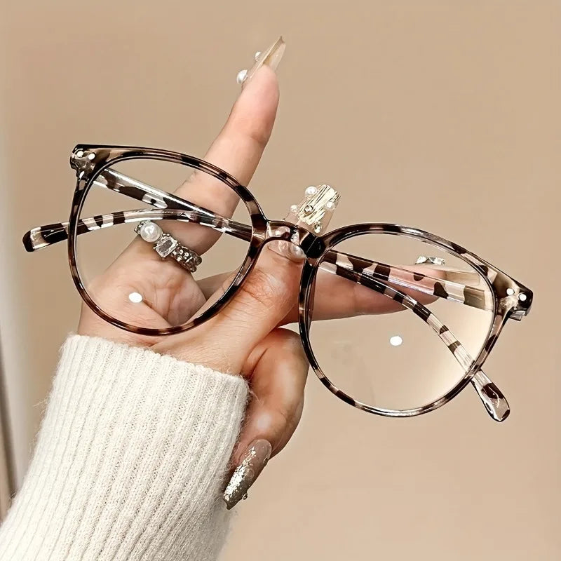 2pcs College Style Ladies Elegant Round Fashion Combination Glasses for Work Commuting Willow Nails Decoration