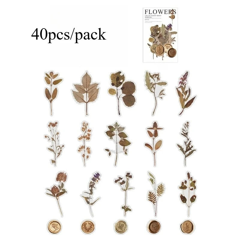 40pcs Elegant Vintage Floral Sticker Pack: Boost Your DIY Projects, Scrapbooks & Journals with Easy-to-Apply, Retro Bloom Decals